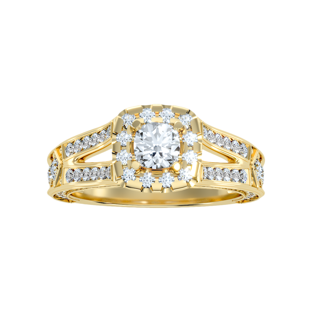 Gilded Solitaire Ring In 925 Sterling Silver - Ten