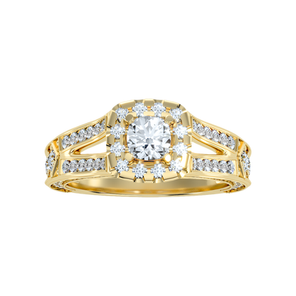 Gilded Solitaire Ring In 925 Sterling Silver - Ten