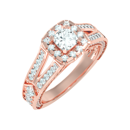 Gilded Solitaire Ring In 925 Sterling Silver - Five