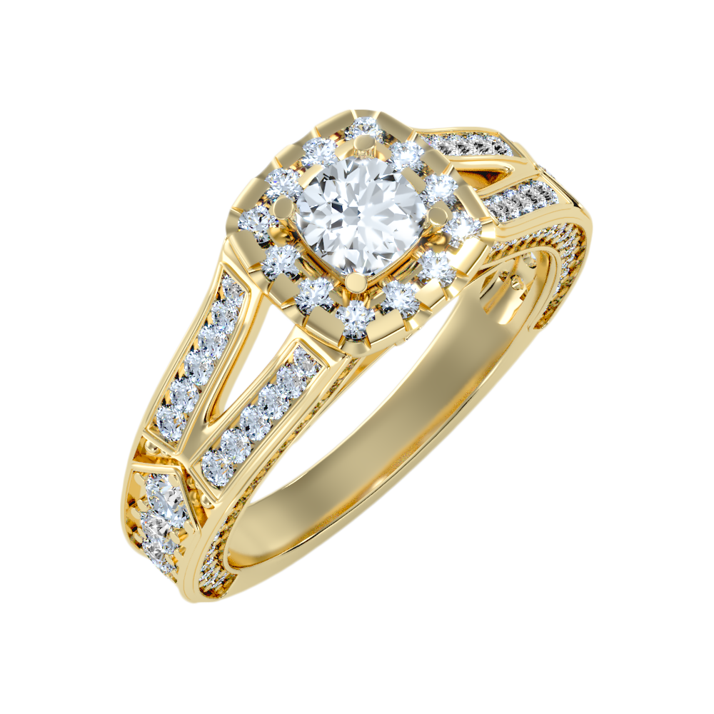 Gilded Solitaire Ring - Nine