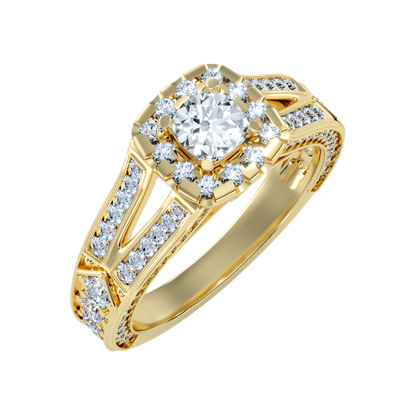 Gilded Solitaire Ring - Nine