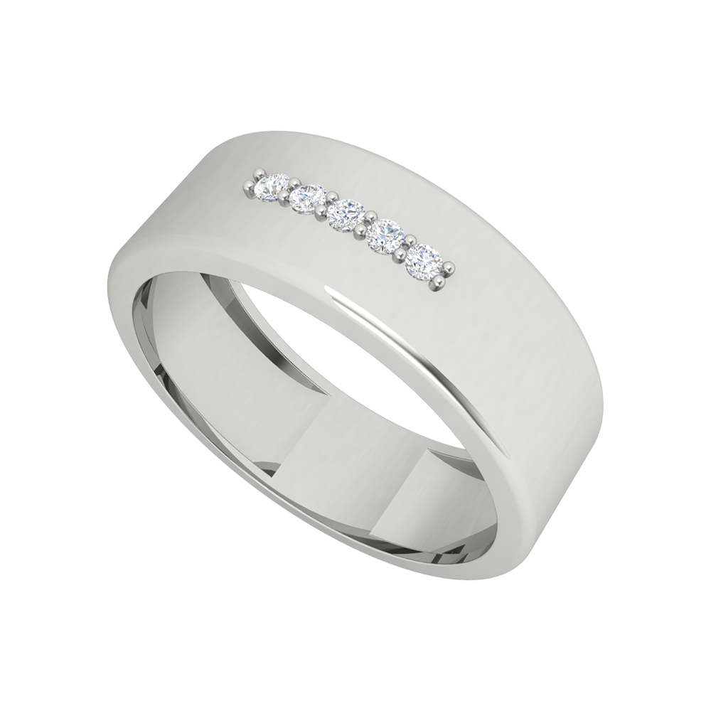 Glamours Broad Band Ring In 925 Sterling Silver - Five
