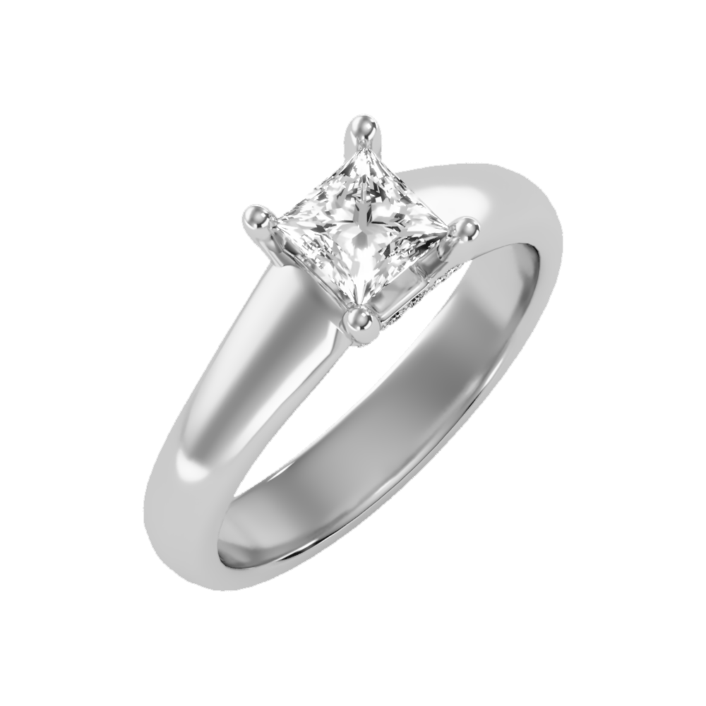 Gleaming Solitaire Ring In 925 Sterling Silver - Five