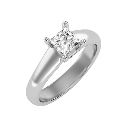 Gleaming Solitaire Ring In 925 Sterling Silver - Five