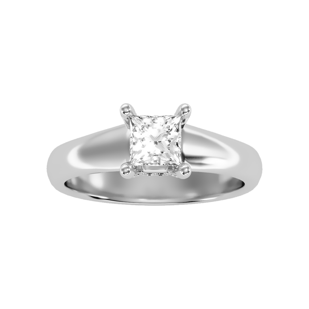 Gleaming Solitaire Ring In 925 Sterling Silver - Six