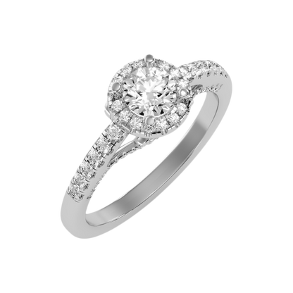 Gleeful Halo Diamond Ring In 925 Sterling Silver - One