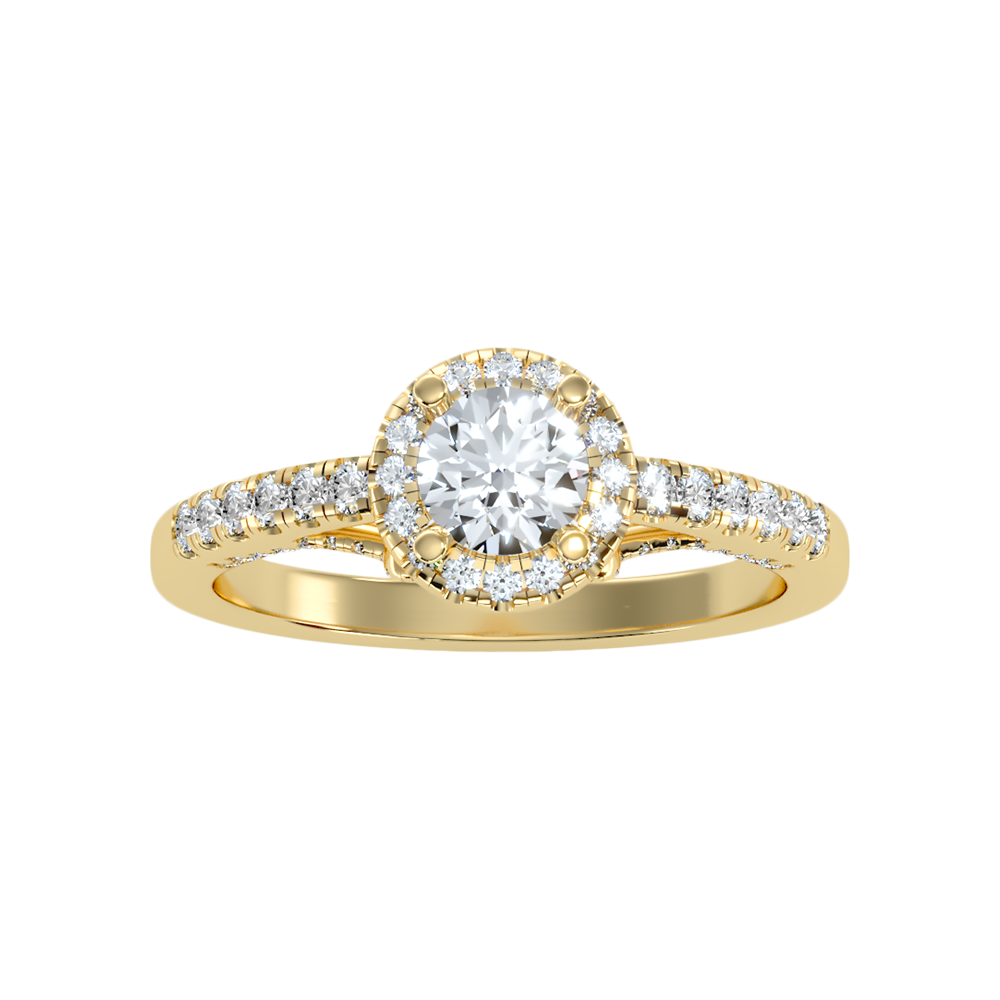 Gleeful Halo Diamond Ring In 925 Sterling Silver - Ten