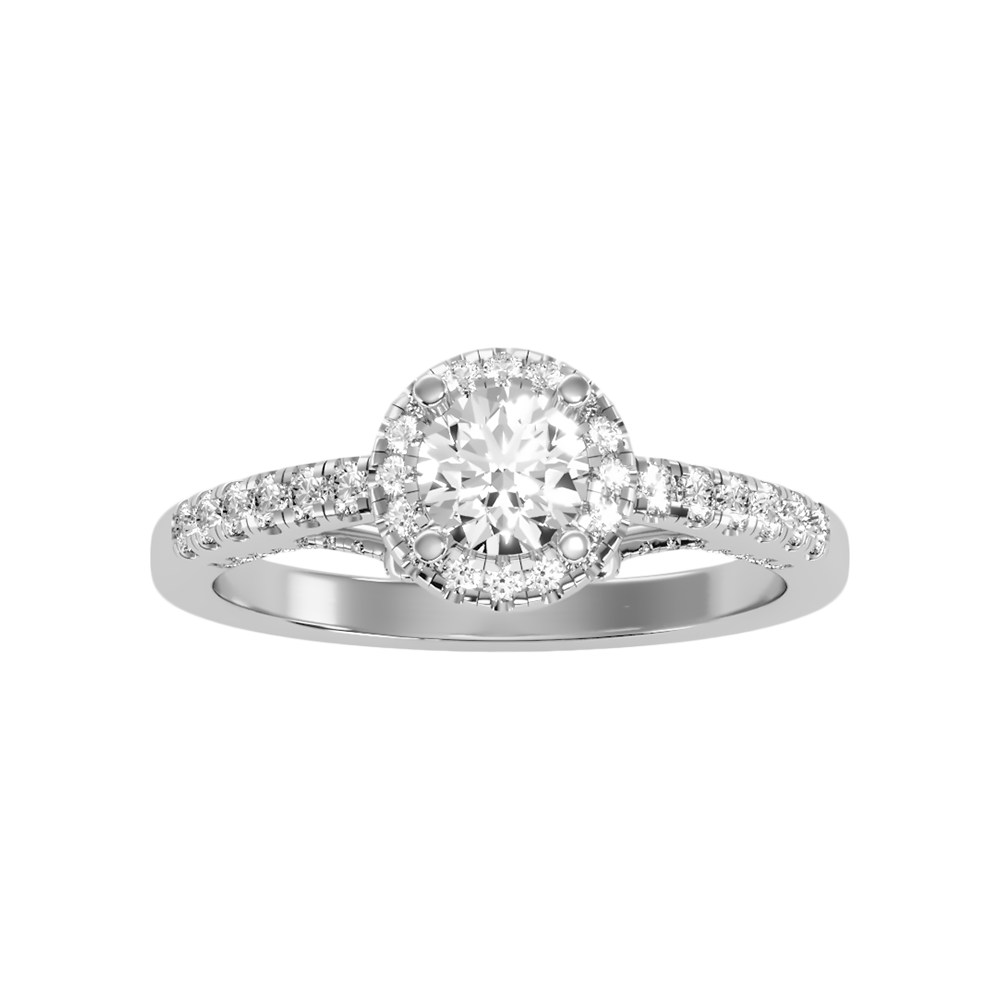 Gleeful Halo Diamond Ring In 925 Sterling Silver - Three