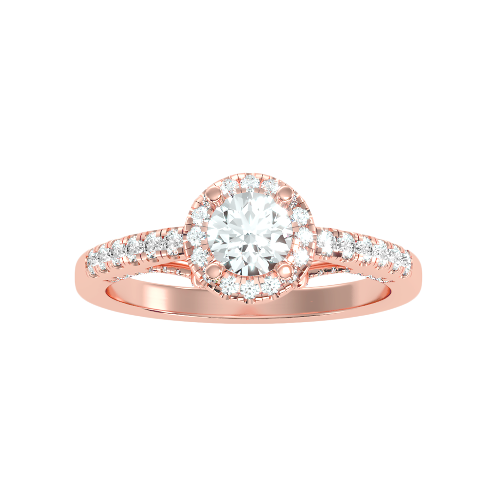 Gleeful Halo Diamond Ring In 925 Sterling Silver - Five