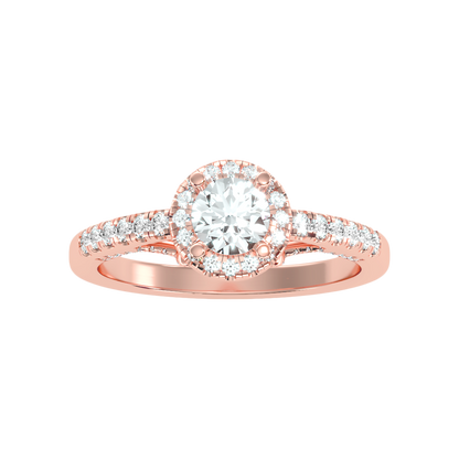 Gleeful Halo Diamond Ring In 925 Sterling Silver - Five