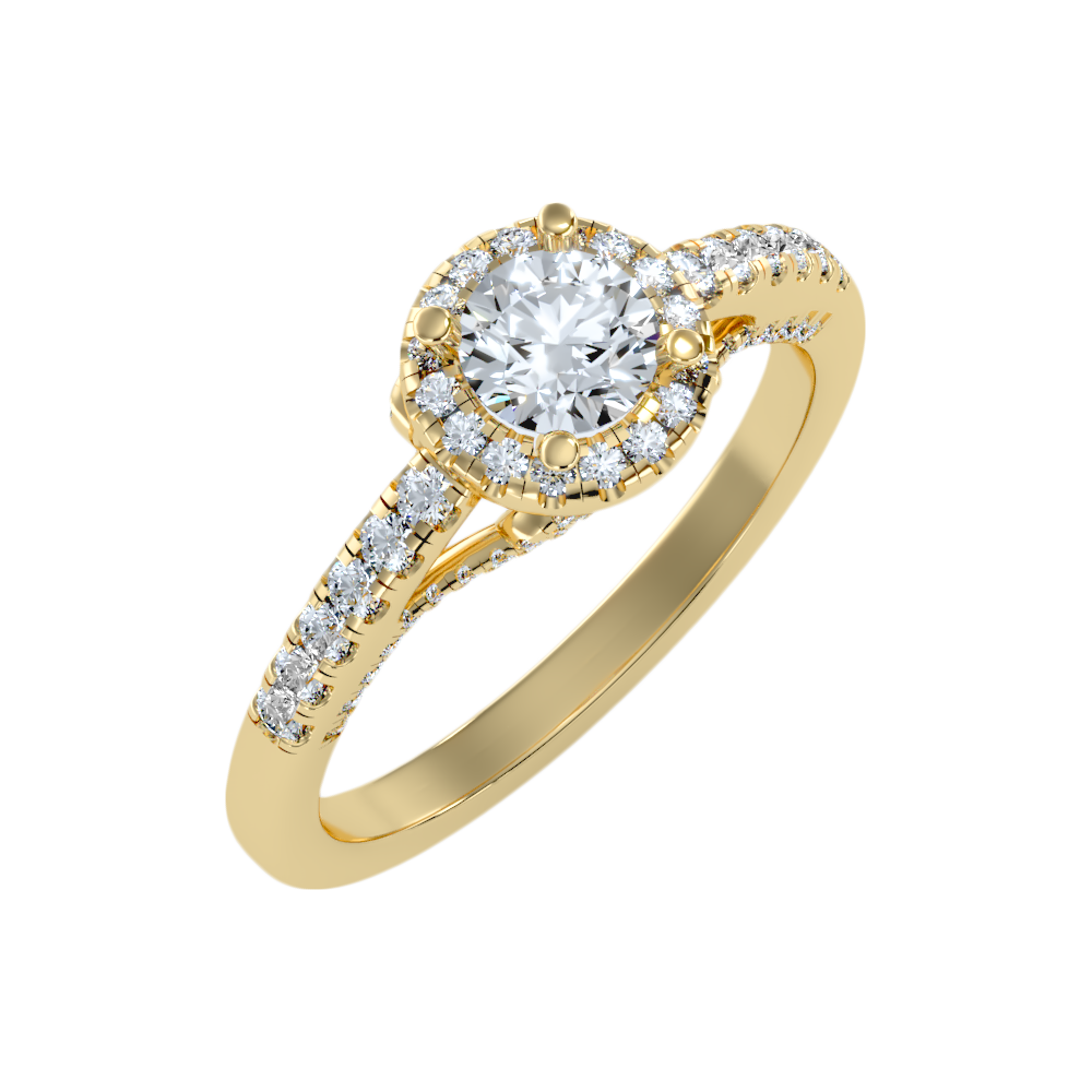 Gleeful Halo Diamond Ring In 925 Sterling Silver - Nine