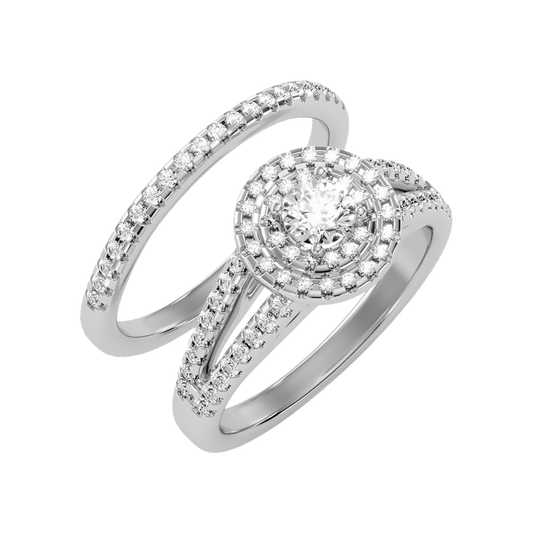 Glistening Bridal Ring Set In 925 Sterling Silver - One