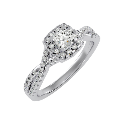 Glistening Halo Ring In 925 Sterling Silver - Two