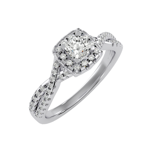 Glistening Halo Ring In 925 Sterling Silver - Two