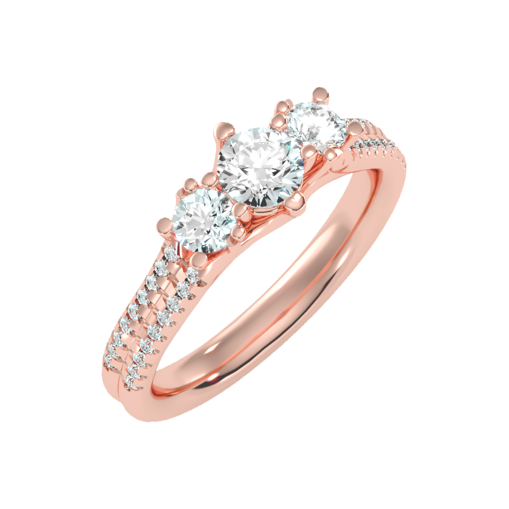 Glittering Tri Stone Ring - One