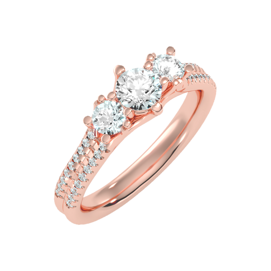 Glittering Tri Stone Ring - One