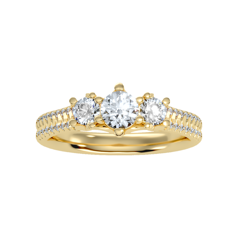 Glittering Tri Stone Ring In 925 Sterling Silver - Ten