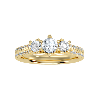 Glittering Tri Stone Ring In 925 Sterling Silver - Ten