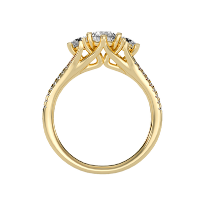 Glittering Tri Stone Ring In 925 Sterling Silver - Twelve