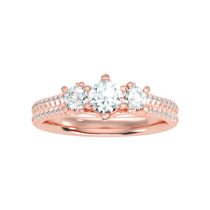 Glittering Tri Stone Ring In 925 Sterling Silver - Two