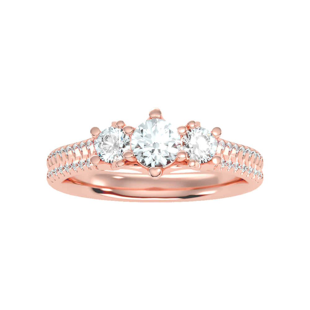 Glittering Tri Stone Ring - Two