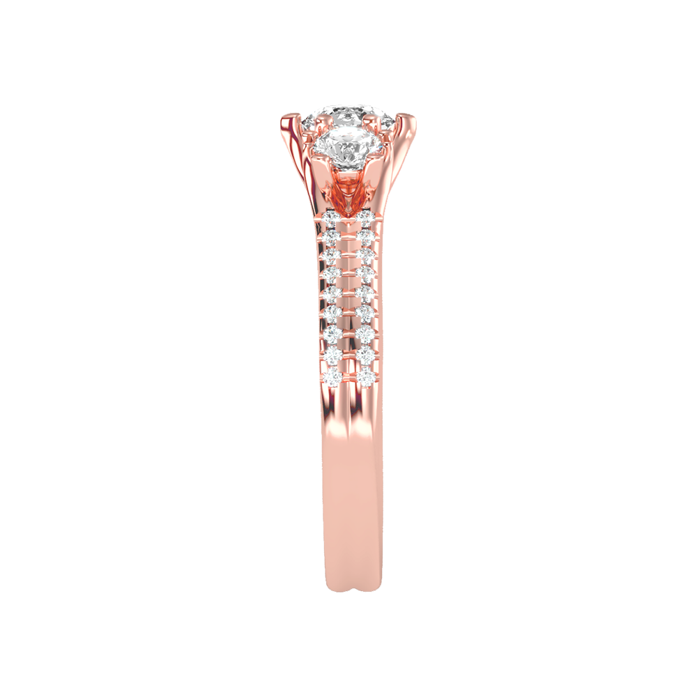 Glittering Tri Stone Ring - Three