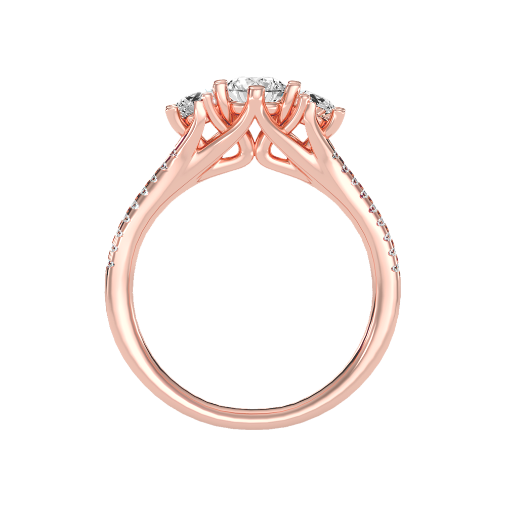 Glittering Tri Stone Ring In 925 Sterling Silver - Four