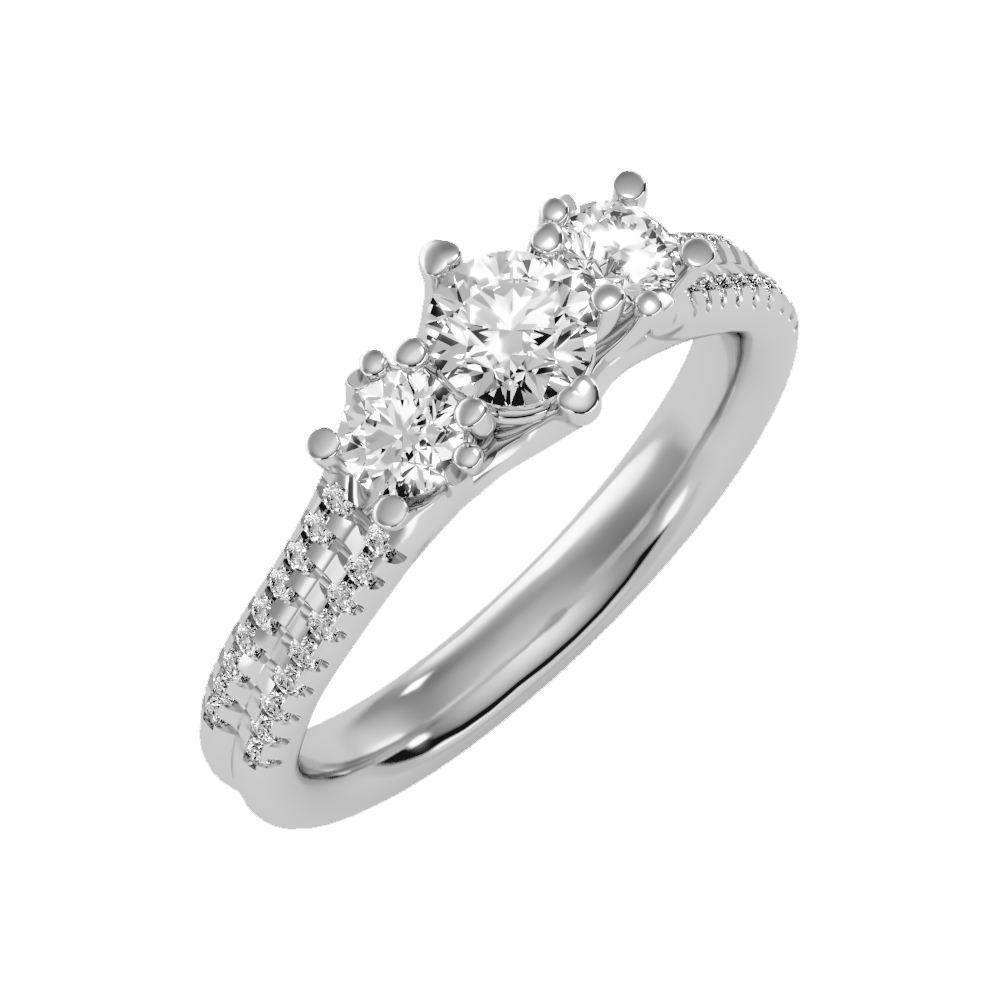 Glittering Tri Stone Ring - Five