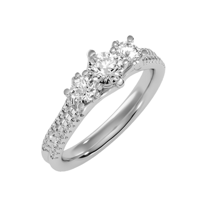 Glittering Tri Stone Ring - Five