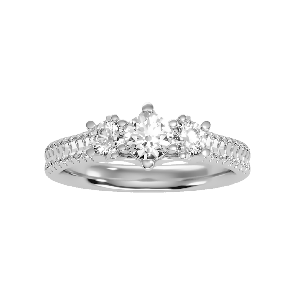 Glittering Tri Stone Ring - Six