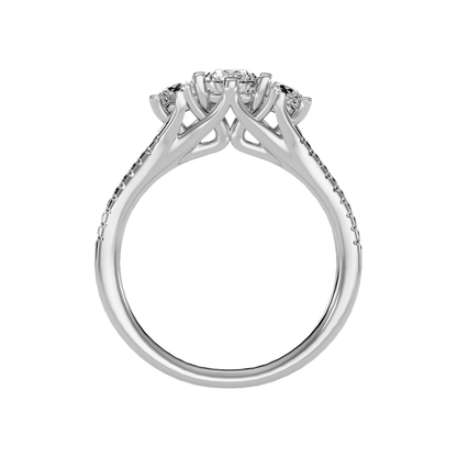Glittering Tri Stone Ring In 925 Sterling Silver - Eight