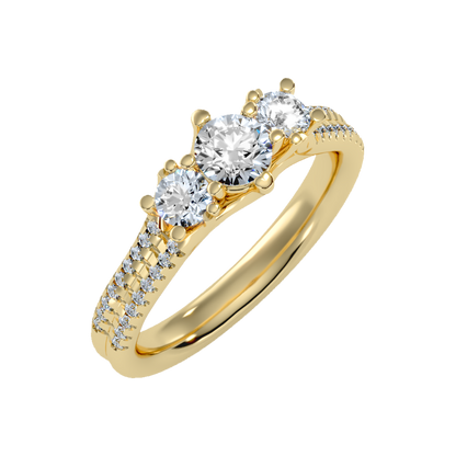Glittering Tri Stone Ring In 925 Sterling Silver - Nine