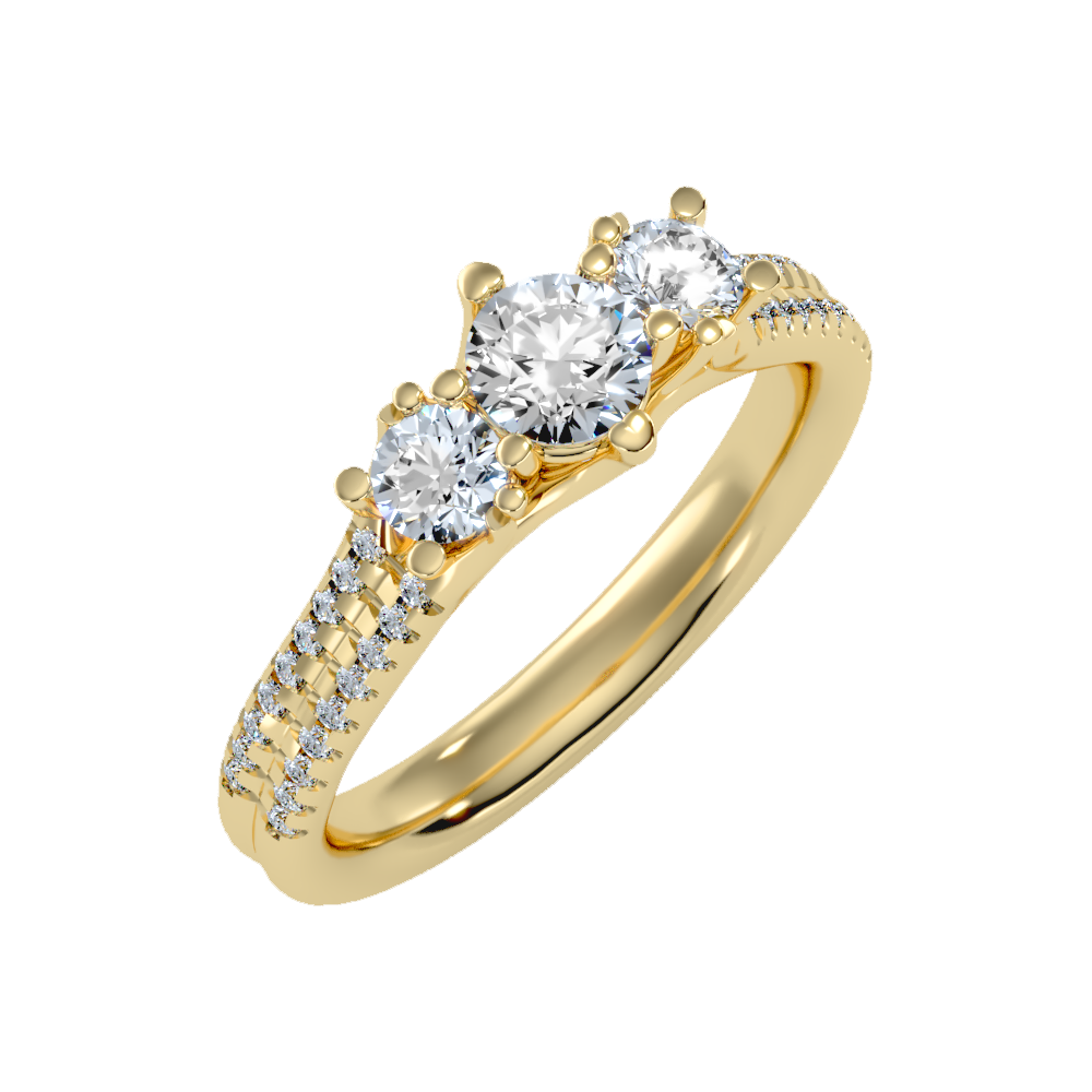 Glittering Tri Stone Ring - Nine