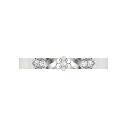 Glittery Loop Diamond Ring In 925 Sterling Silver - Four