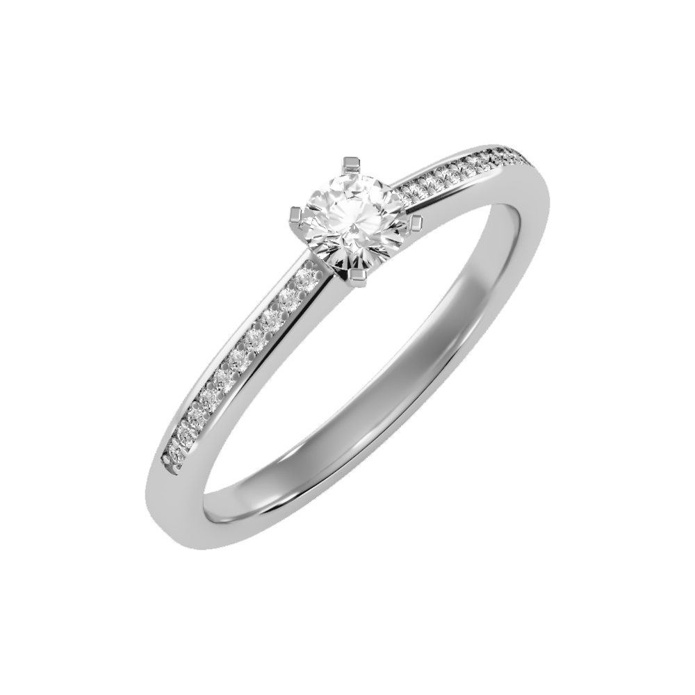 Glittery Solitaire Ring In 925 Sterling Silver - Five