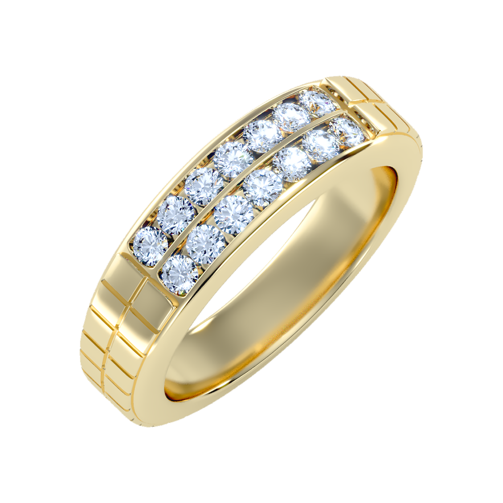 Glitzy Men's Band In 925 Sterling Silver - One