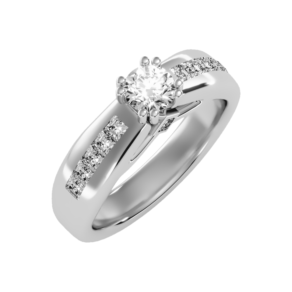 Glory Solitaire Ring In 925 Sterling Silver - Five
