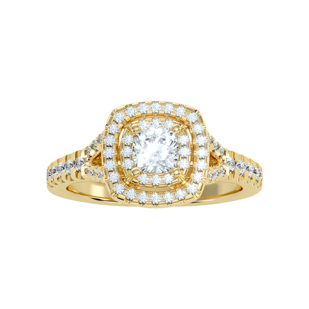 Glowing Halo Solitaire Ring - Ten