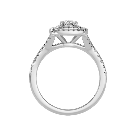 Glowing Halo Solitaire Ring In 925 Sterling Silver - Two