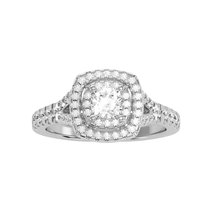 Glowing Halo Solitaire Ring In 925 Sterling Silver - Three
