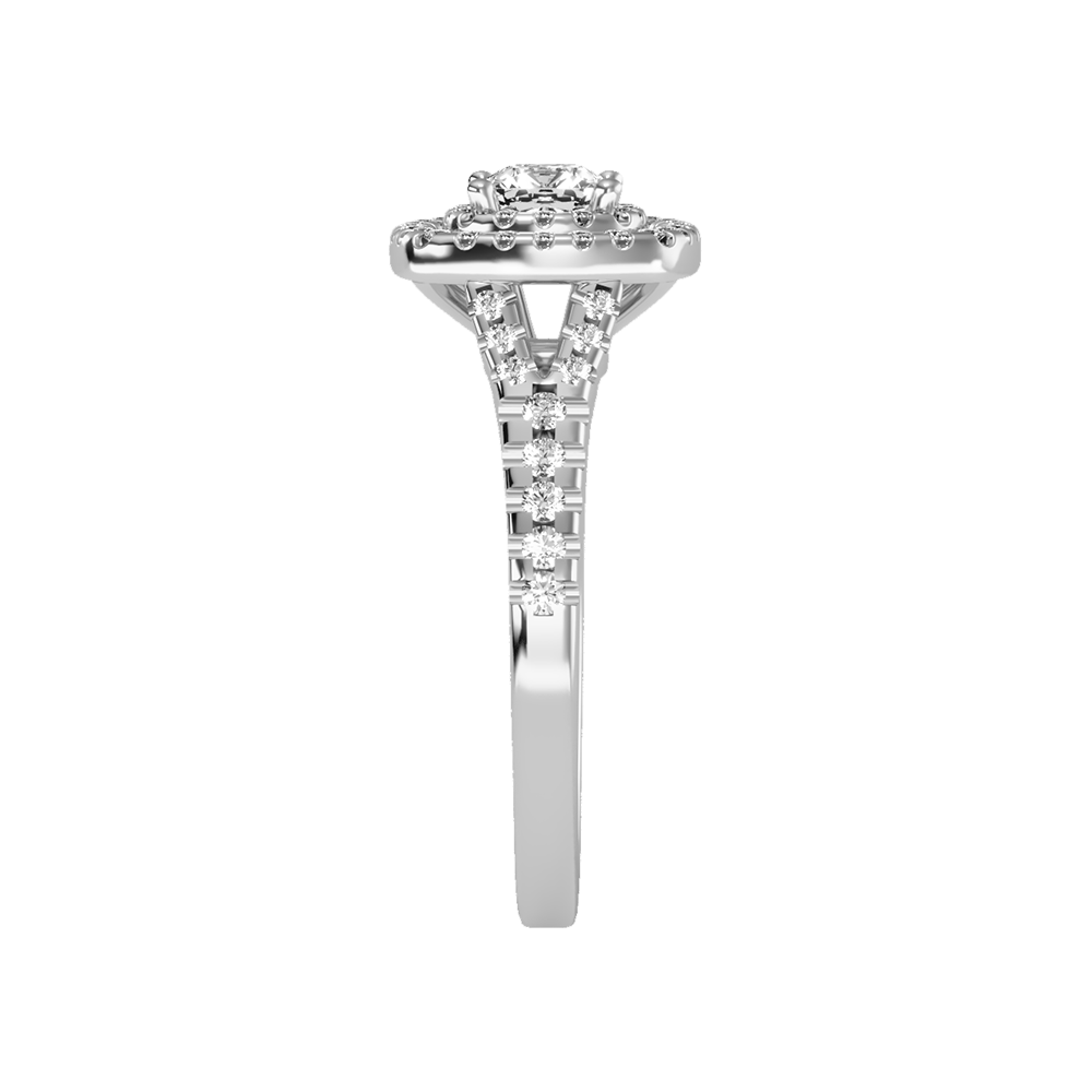 Glowing Halo Solitaire Ring In 925 Sterling Silver - Four