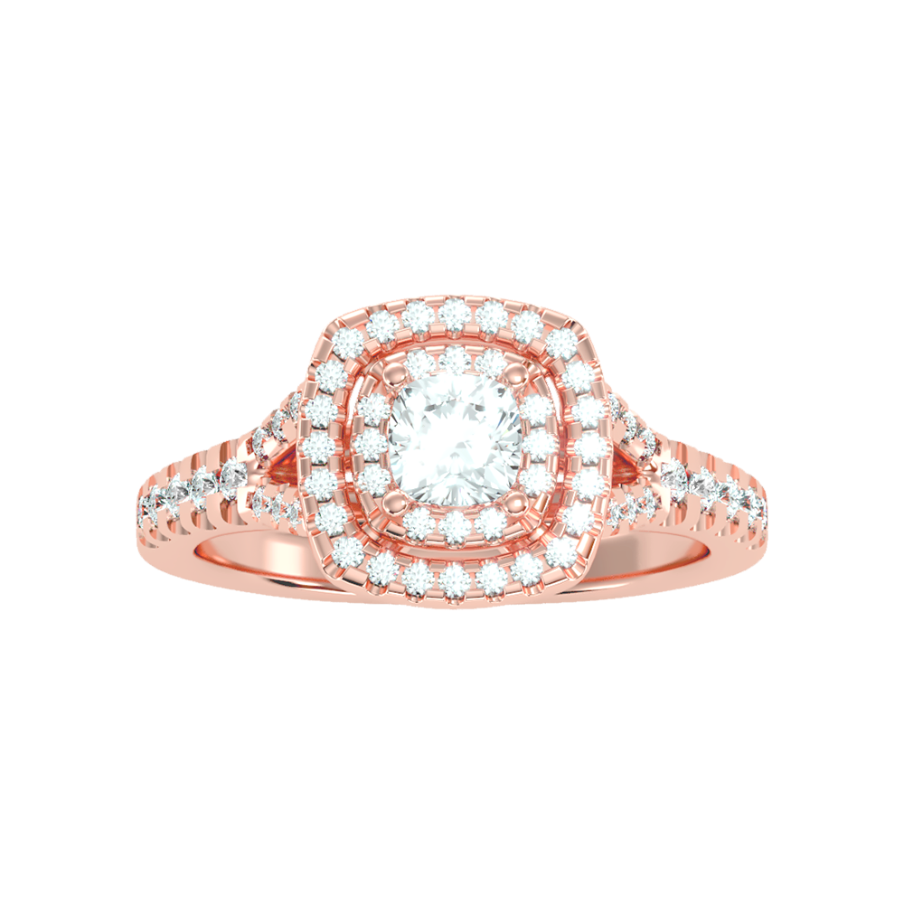 Glowing Halo Solitaire Ring In 925 Sterling Silver - Five