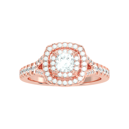 Glowing Halo Solitaire Ring - Five