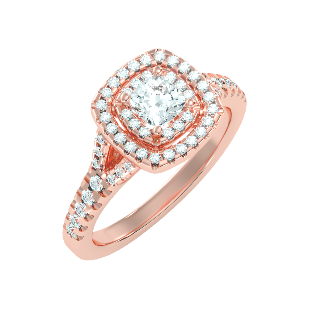 Glowing Halo Solitaire Ring In 925 Sterling Silver - Seven