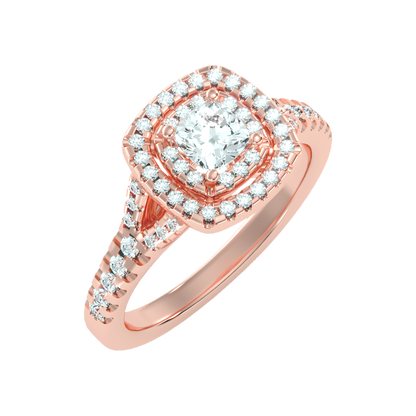 Glowing Halo Solitaire Ring - Seven