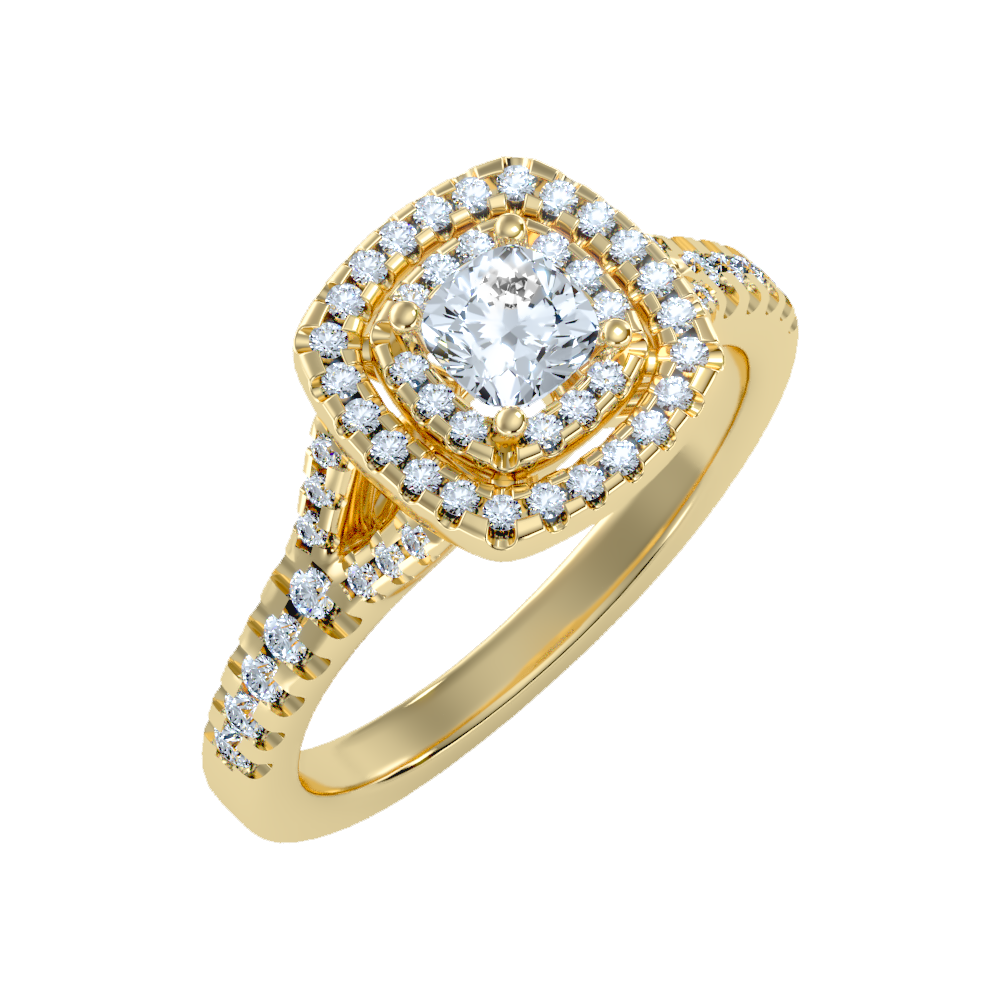 Glowing Halo Solitaire Ring In 925 Sterling Silver - Nine