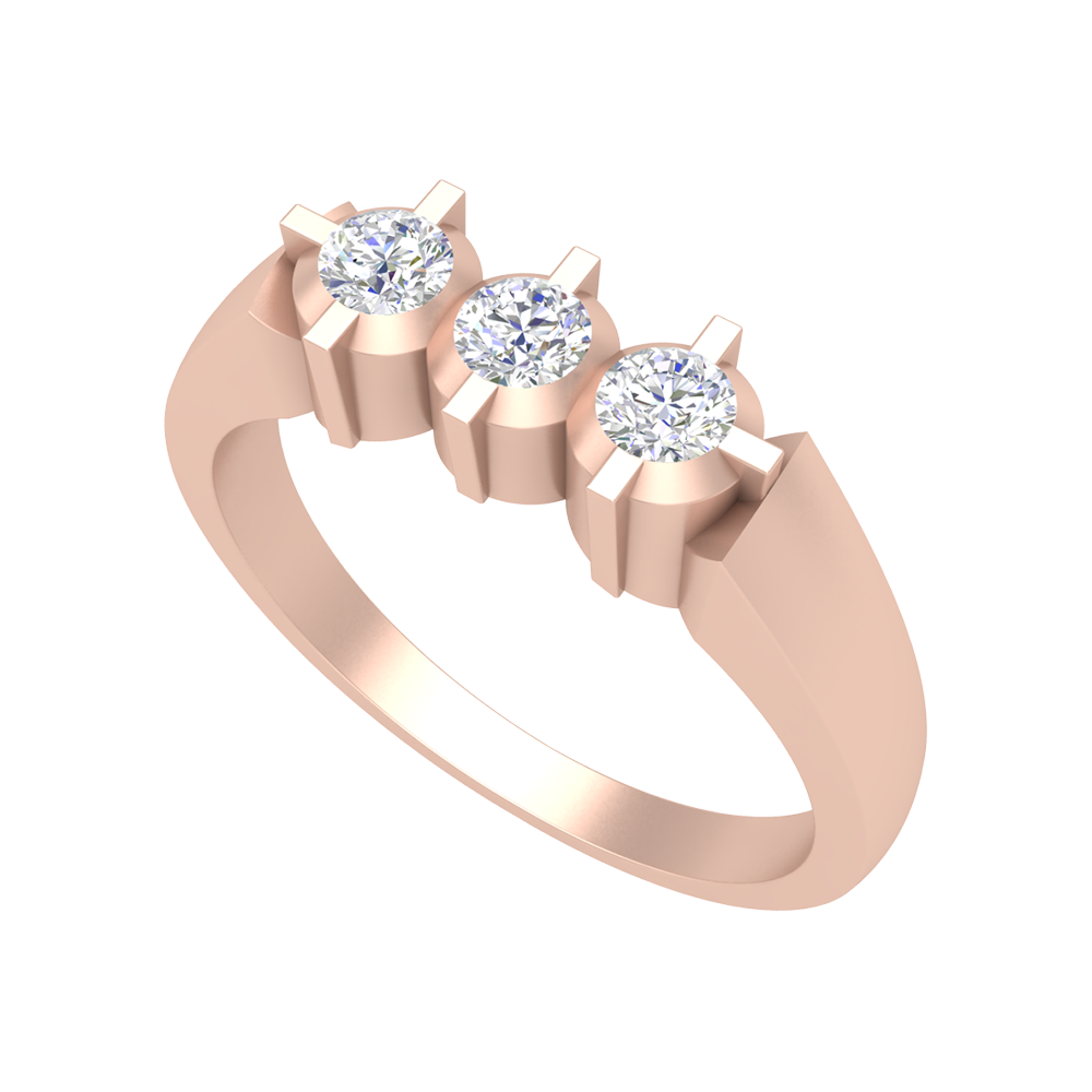 Gorgeous Gems Tri Stone Ring - One