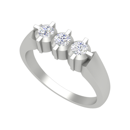 Gorgeous Gems Tri Stone Ring In 925 Sterling Silver - Five