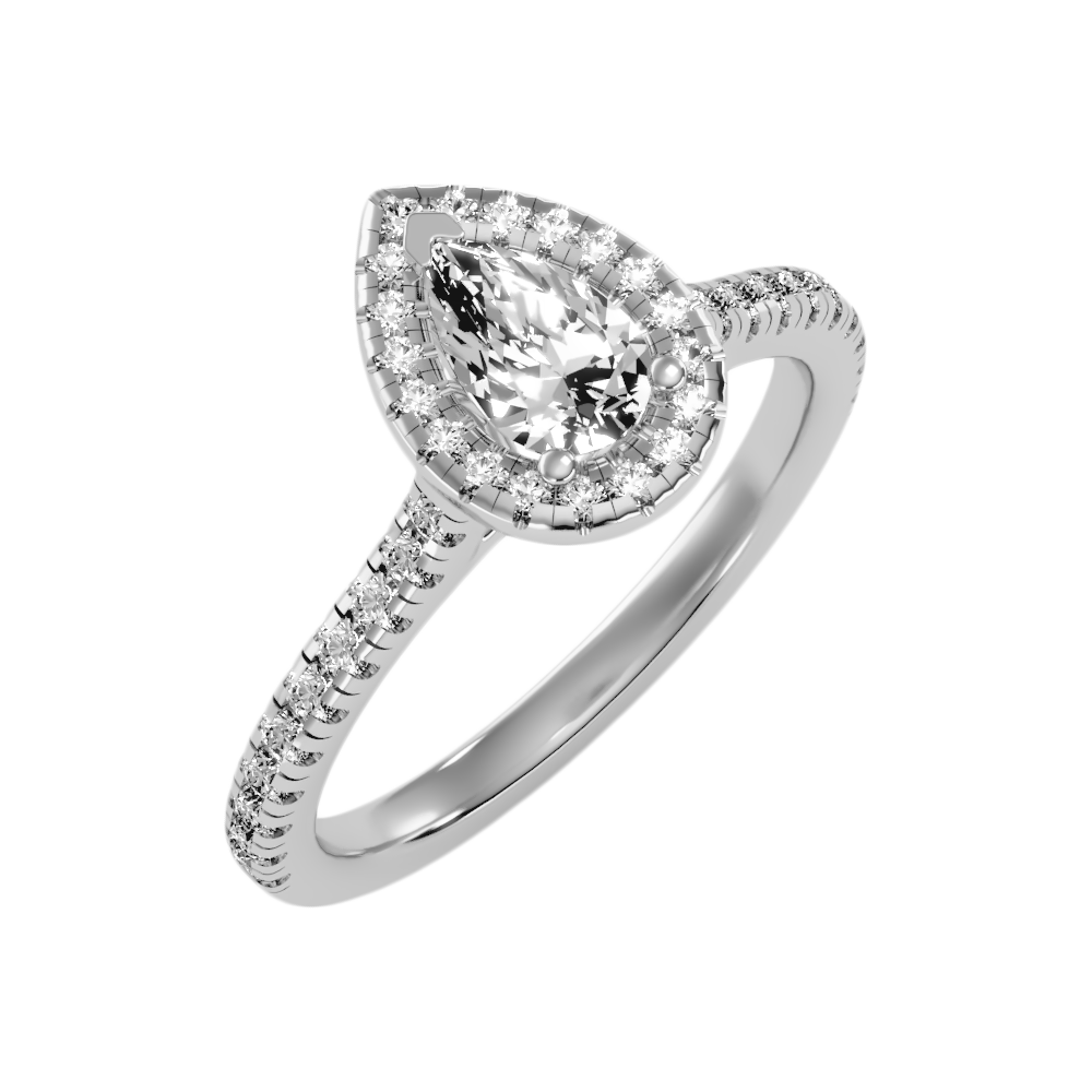 Great Pear Shaped Engagement Halo Ring - One