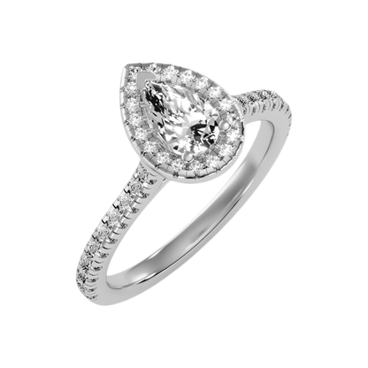 Great Pear Shaped Engagement Halo Ring - One